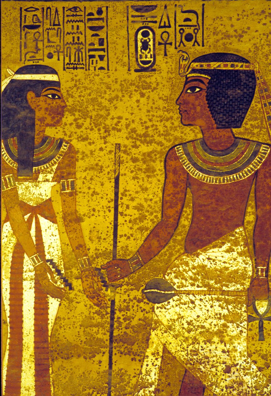 Det gamle Egypten, Tutankhamon med sin kone, Tutankhamons grav, Theben af Egyptian 18th Dynasty