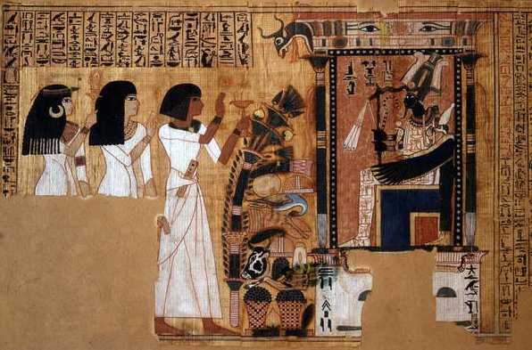 Skriveren Nebqeds dødebog, detaljer om den afdøde før Osiris, New Kingdom, ca. 1400 f.Kr. (papyrus) af Egyptian 18th Dynasty