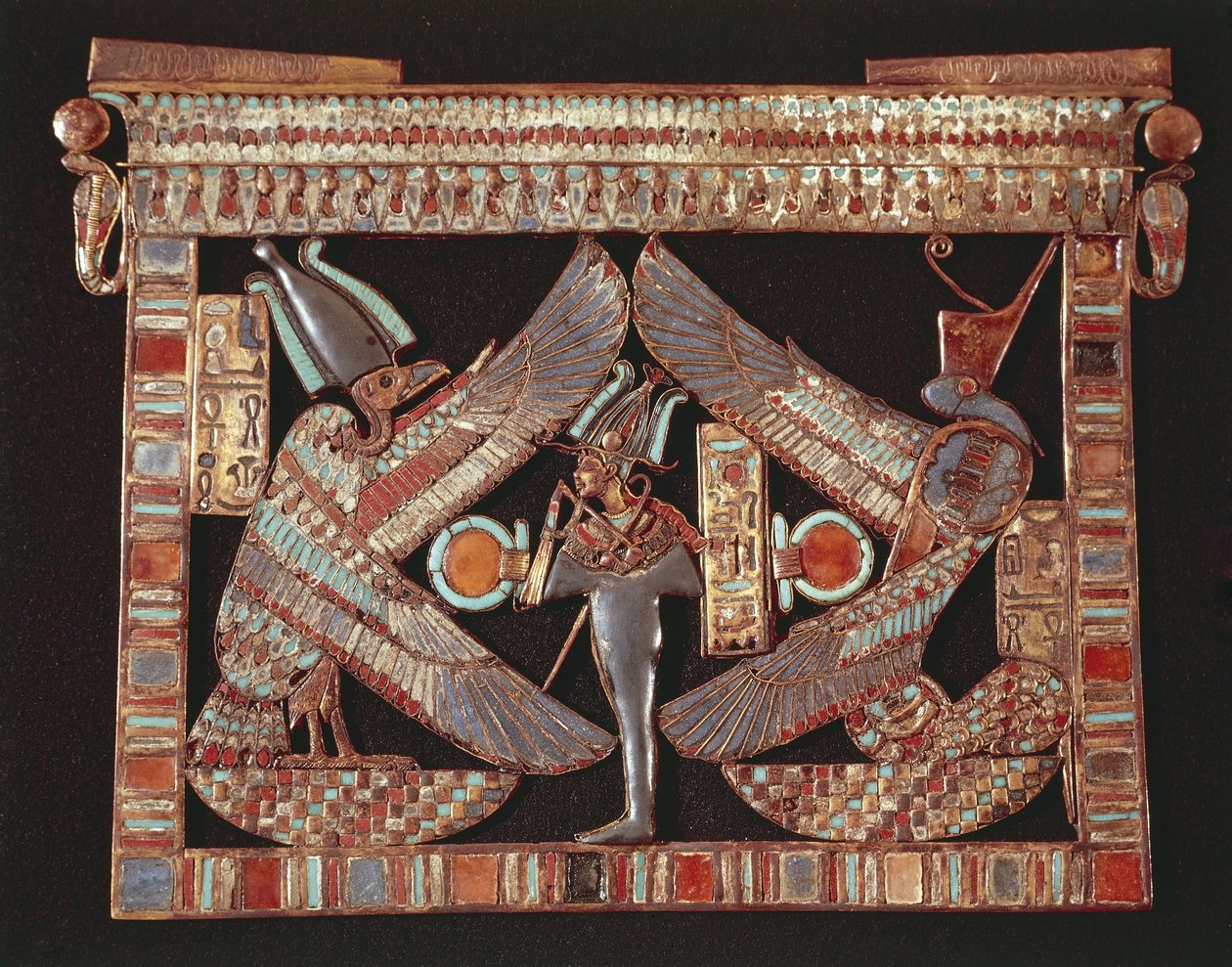 Brystplade forestillende Osiris på sort baggrund af Egyptian 18th Dynasty