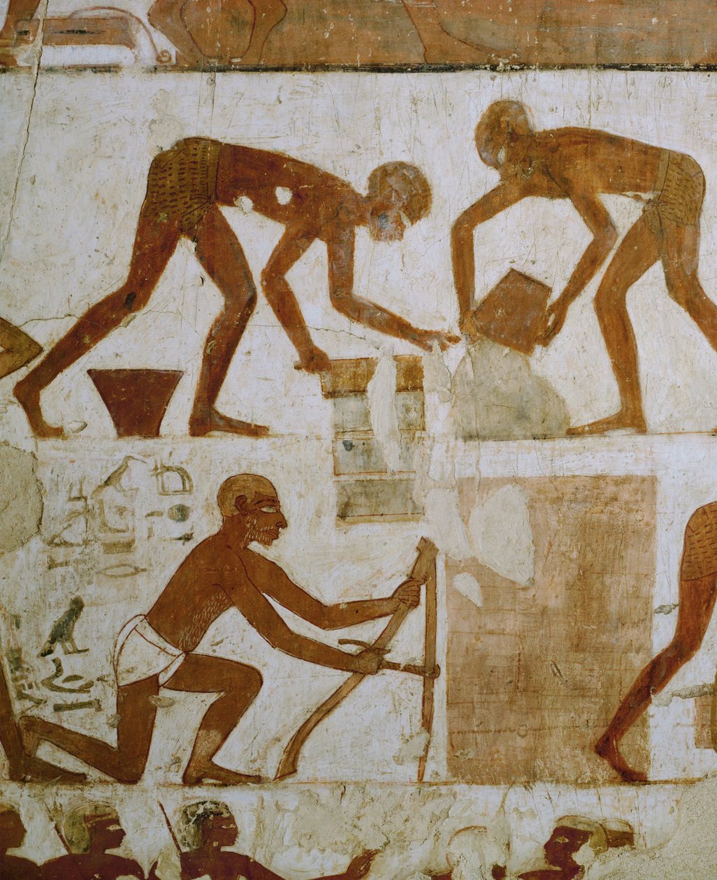 Håndværkere ved tempelbygning (vægmaleri) af Egyptian 18th Dynasty