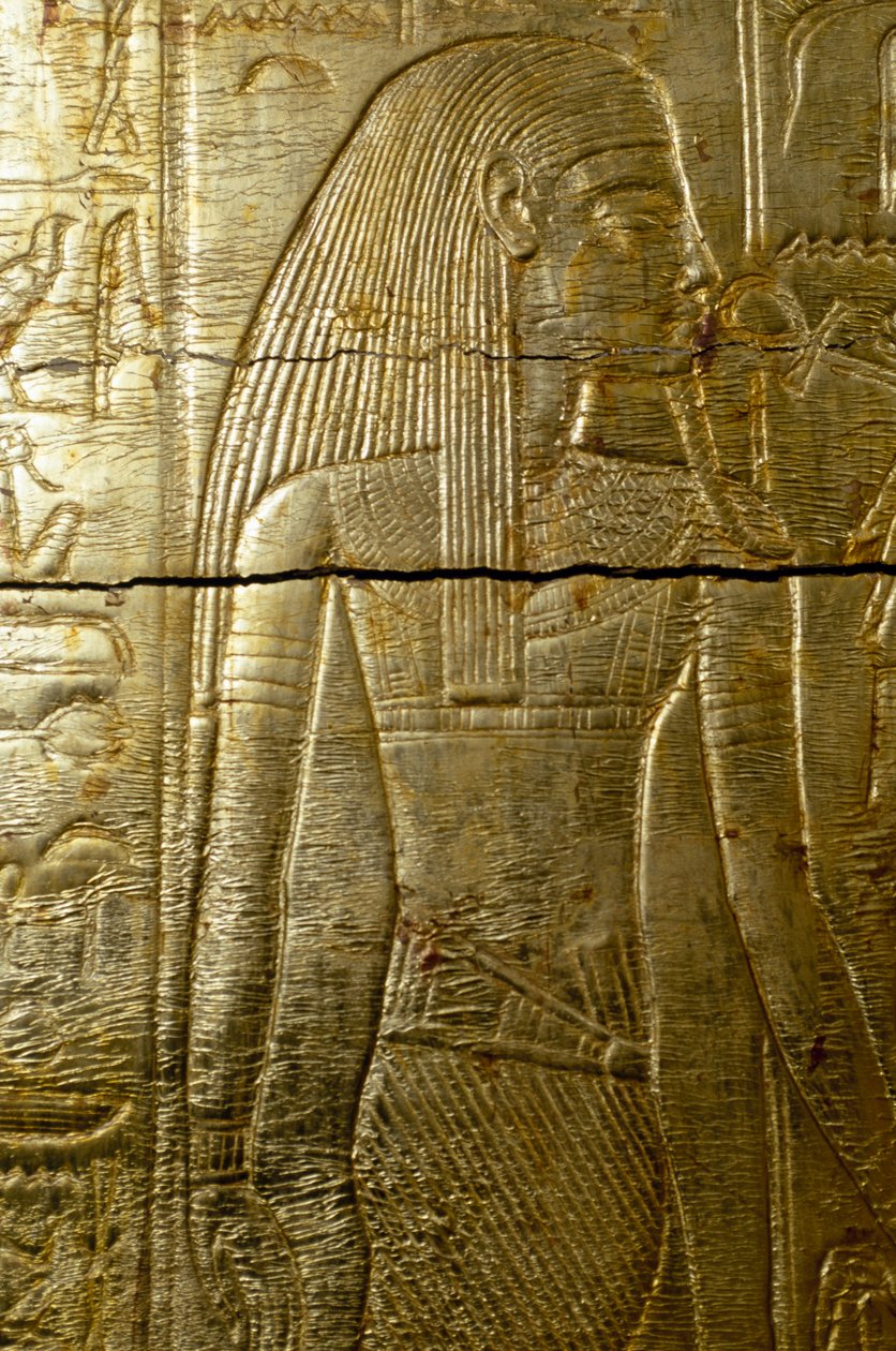 Detalje fra gravering af gulddækkede kapel Tutankhamon, Fra Tutankhamons grav, egyptisk civilisation, New Kingdom, Dynasti XVIII af Egyptian 18th Dynasty