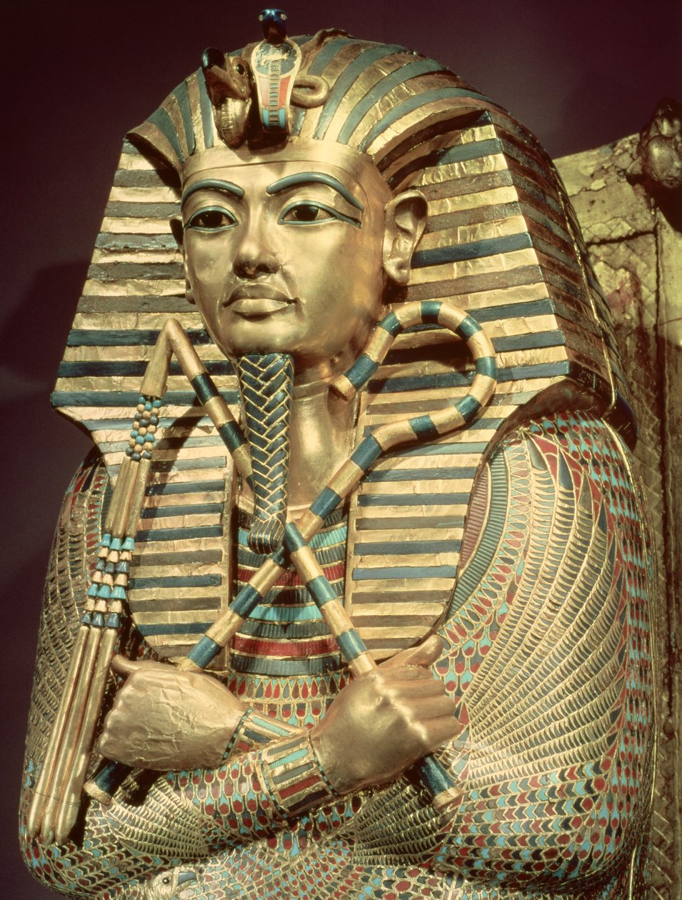 Detalje af den anden mumiformede kiste af Tutankhamon af Egyptian 18th Dynasty