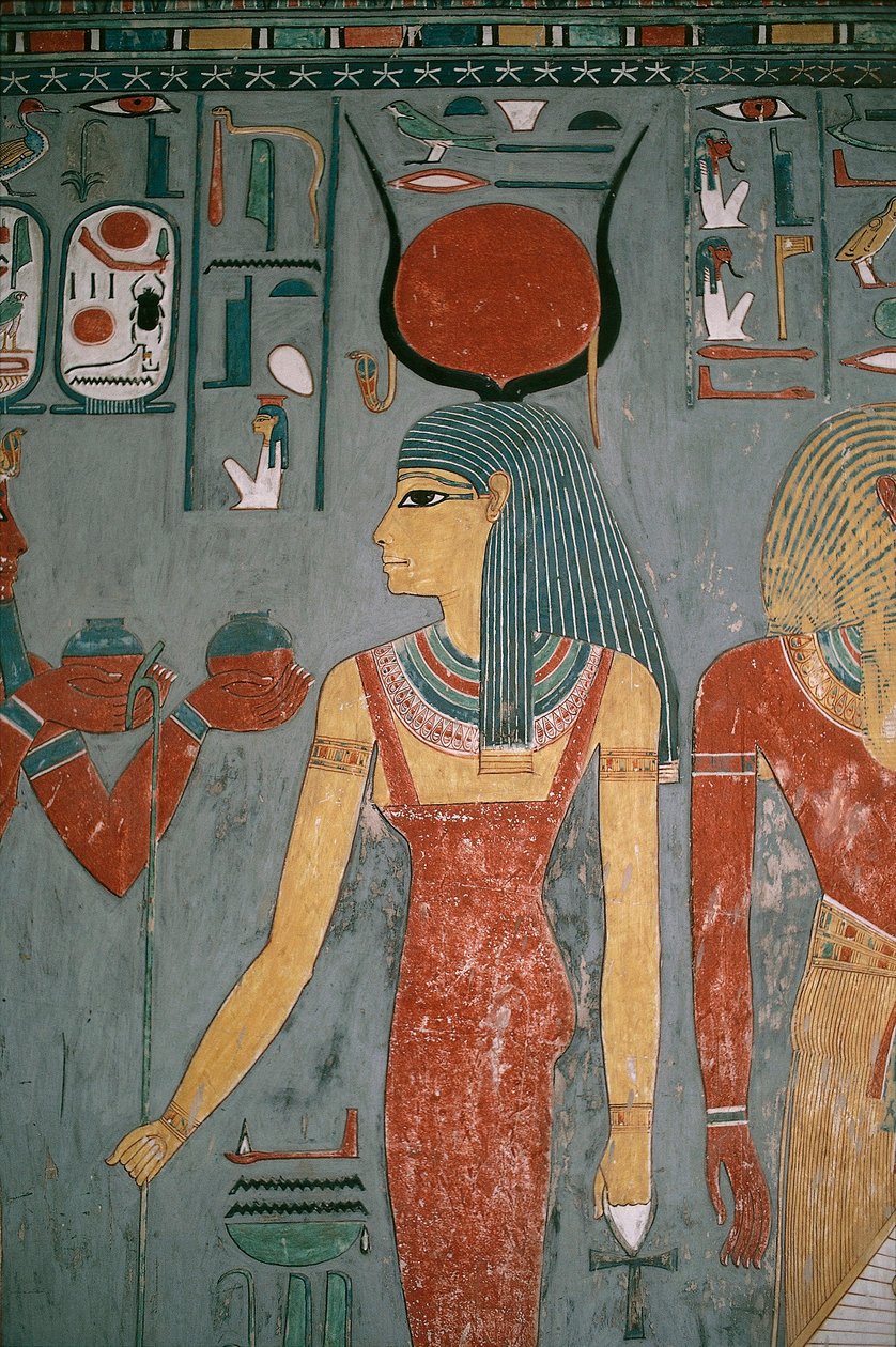 Egypten, Det gamle Theben, Luxor, Kongernes Dal, Horemhebs grav, Vægmaleri af gudinden Isis, Det nye rige, XVIII. dynasti af Egyptian 18th Dynasty