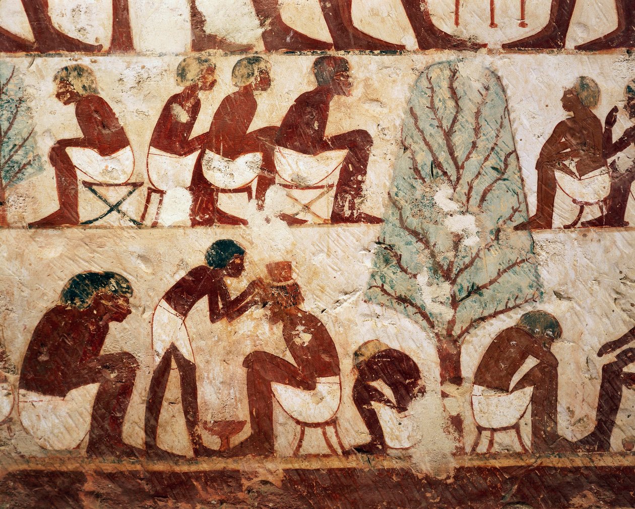 Egypten, Luxor, West Theben, Sheik el Gurnak. Usirhats grav, barber, detaljer fra fresco. (New Kingdom, Dynasti XVIII) af Egyptian 18th Dynasty
