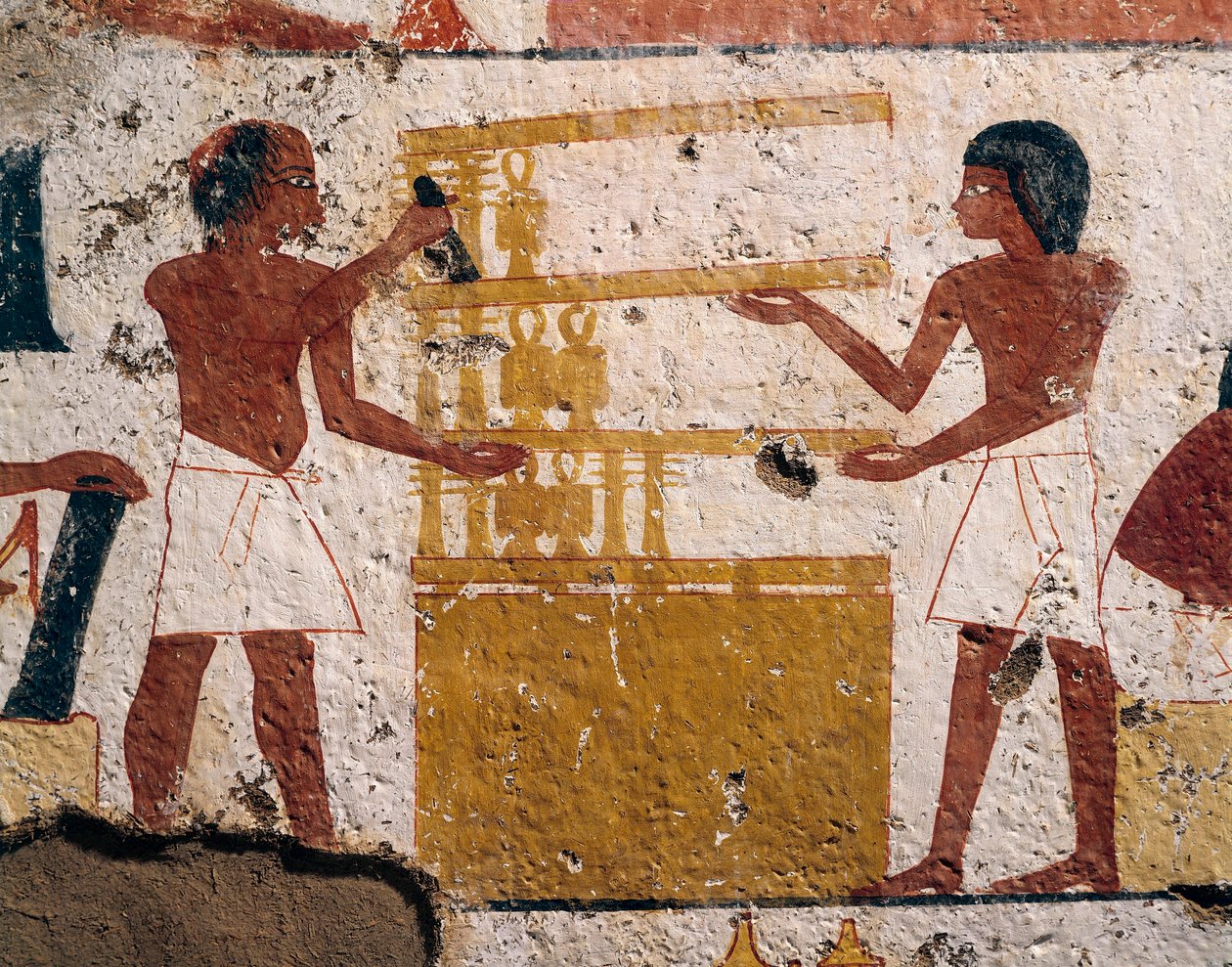 Egypten, Luxor, Vest-Theben, Adelsdalen. Nenamons og Ipukis grav. Fresko af tømrere på arbejde. (New Kingdom, Dynasti XVIII) af Egyptian 18th Dynasty