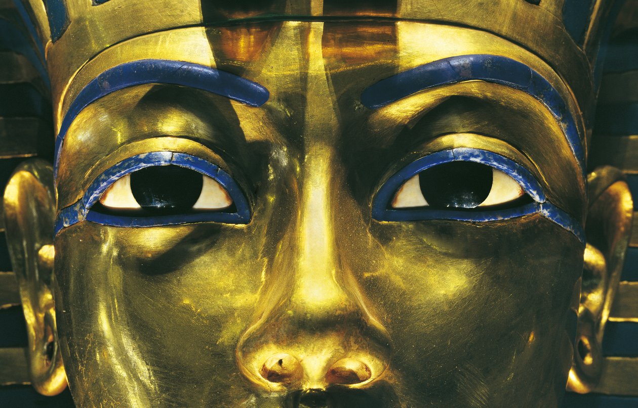 Egypten, Theben, Luxor, Kongernes Dal, Tutankhamons grav, Tutankhamons skatte, Faraos guldmaske af Egyptian 18th Dynasty