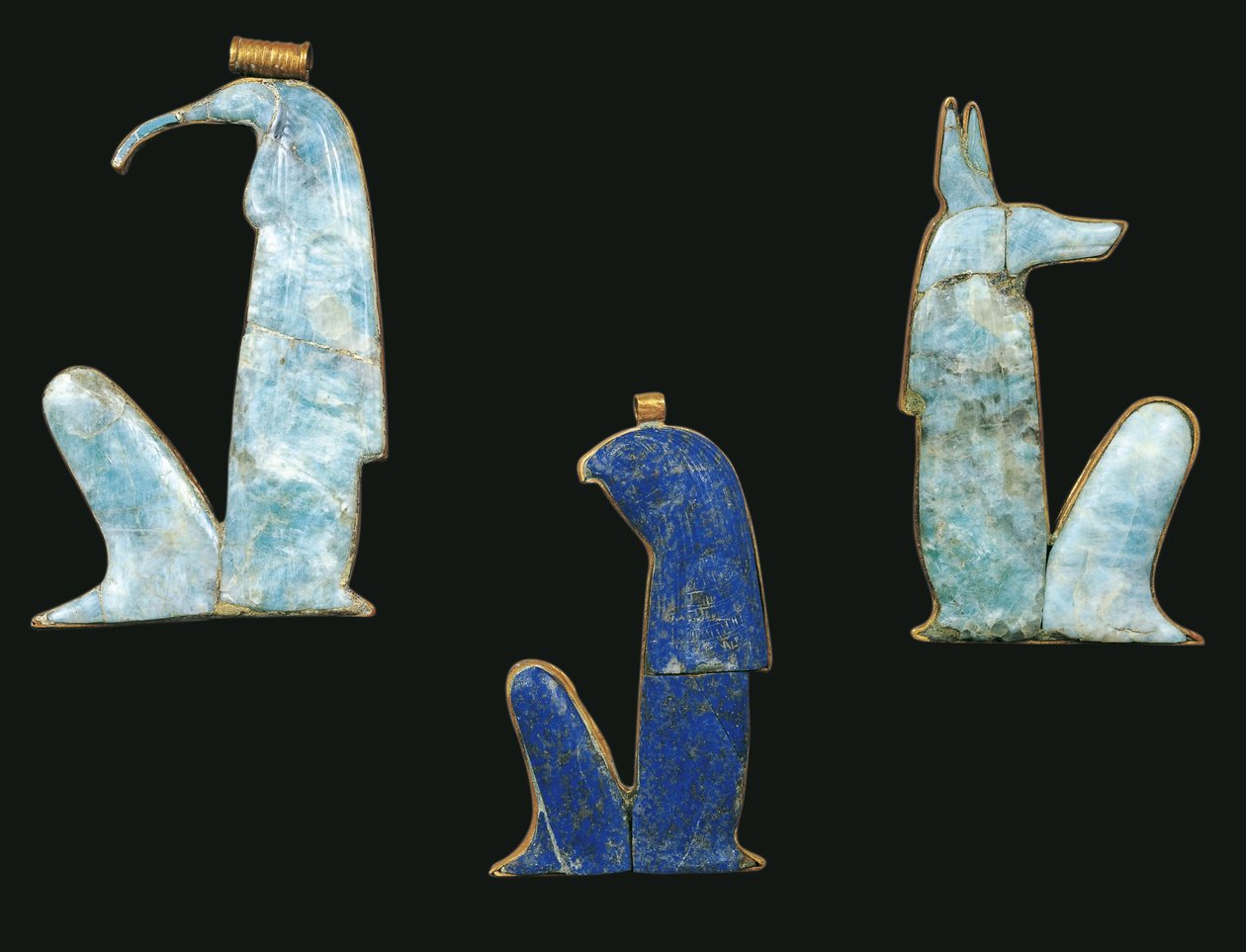 Egypten, Theben, Luxor, Kongernes Dal, Tutankhamons grav, Tutankhamons skatte, Amuletter af Egyptian 18th Dynasty