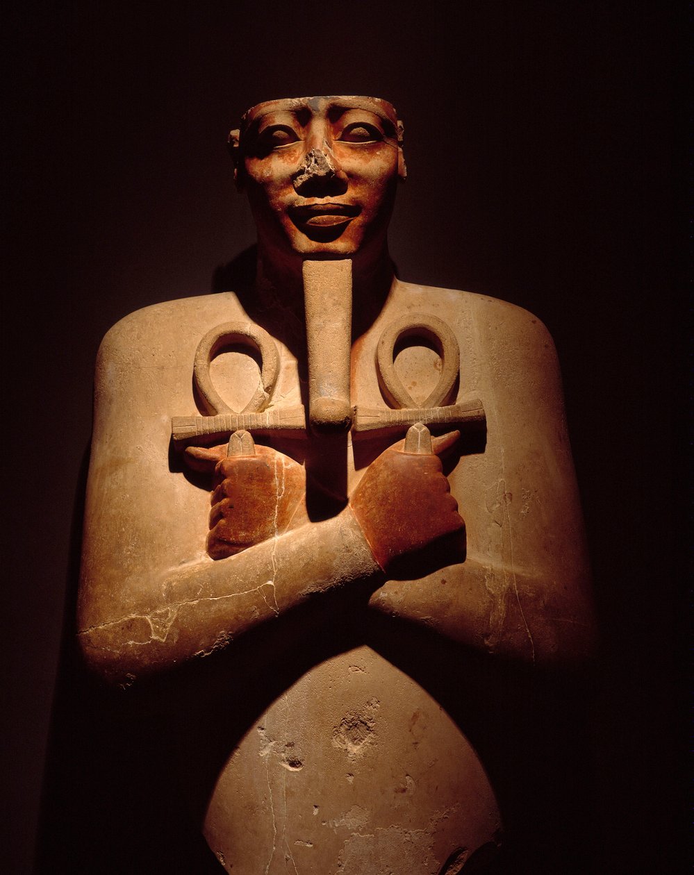 Egyptisk antikvitet: Osiriac-søjle af Sesostris I, fra Amons tempel i Karnak. 1971-1926 f.Kr. Egyptisk kunstmuseum, Luxor (eller Luxor) af Egyptian 18th Dynasty