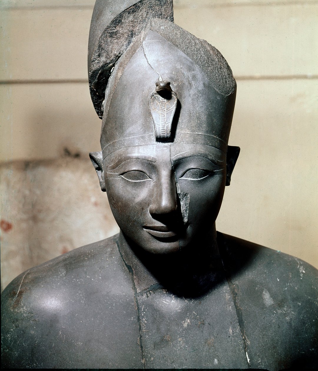 Egyptisk antikvitet: basaltbuste af farao Thutmosis (Tuthmosis eller Thutmus) III (ca. 1504-1450 f.Kr.) 18. dynasti. Fra Karnak. Kairo, Egyptisk Museum af Egyptian 18th Dynasty