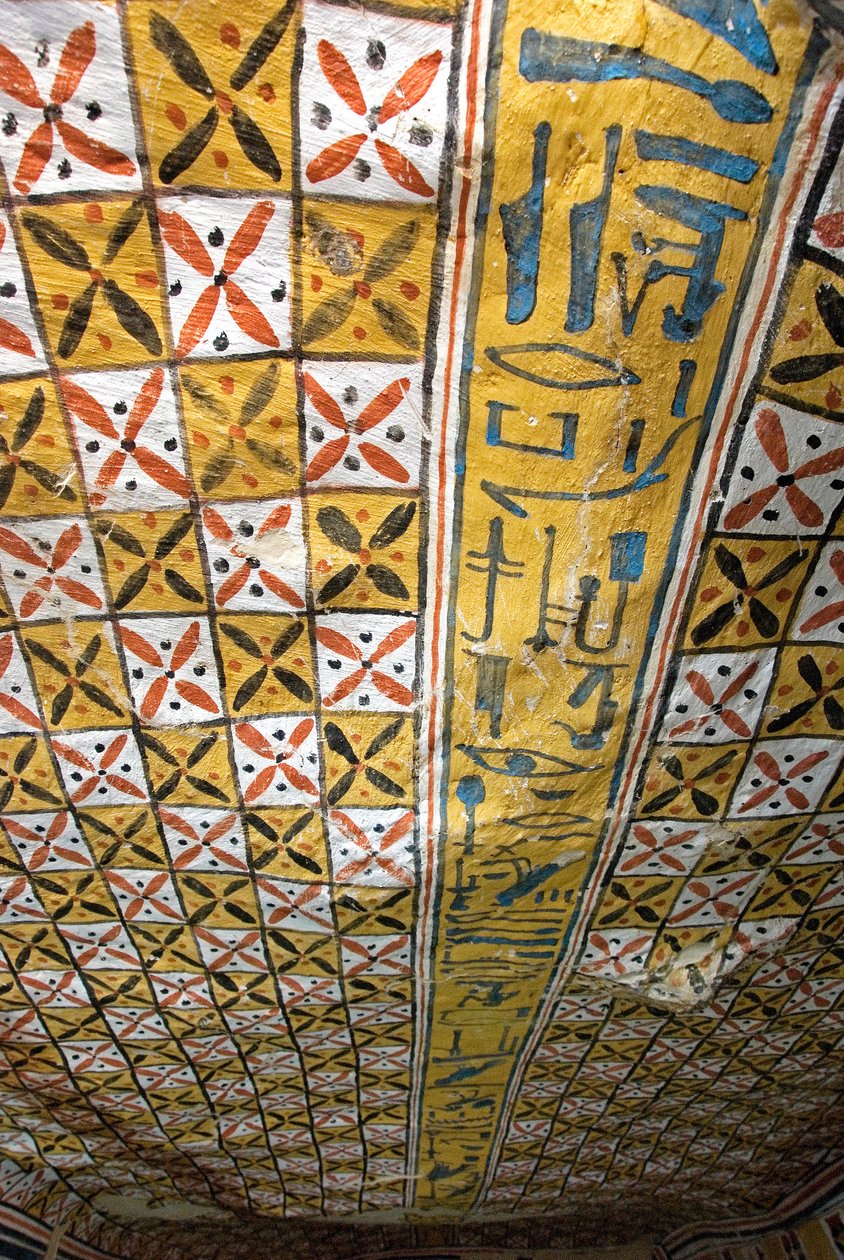 Egyptisk antikvitet: loft dekoreret med geometriske motiver, Tomb of Roy (TT255). 18. dynasti. Fra Vestbredden af Luxor, Egypten af Egyptian 18th Dynasty