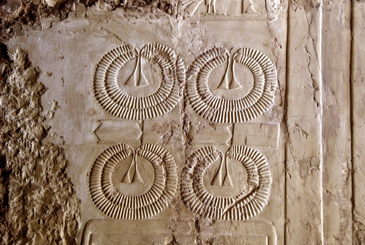 Egyptian antiquite: offerings of “shebiou” necklaces, honorary decorations. Tomb of Kherouefdani af Egyptian 18th Dynasty