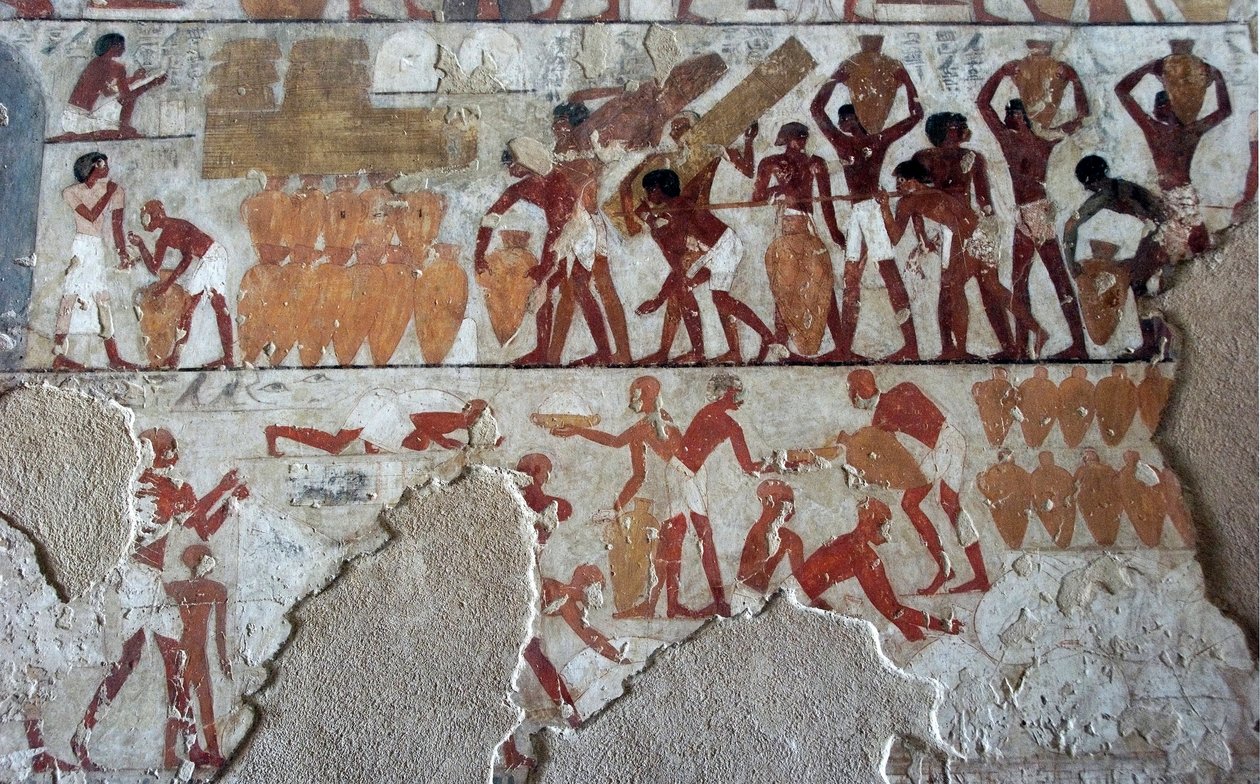 Egyptisk antikviteter: maleri, der udsmykker Rekhmires grav (TT100), vesir fra det 18. dynasti af Egyptian 18th Dynasty