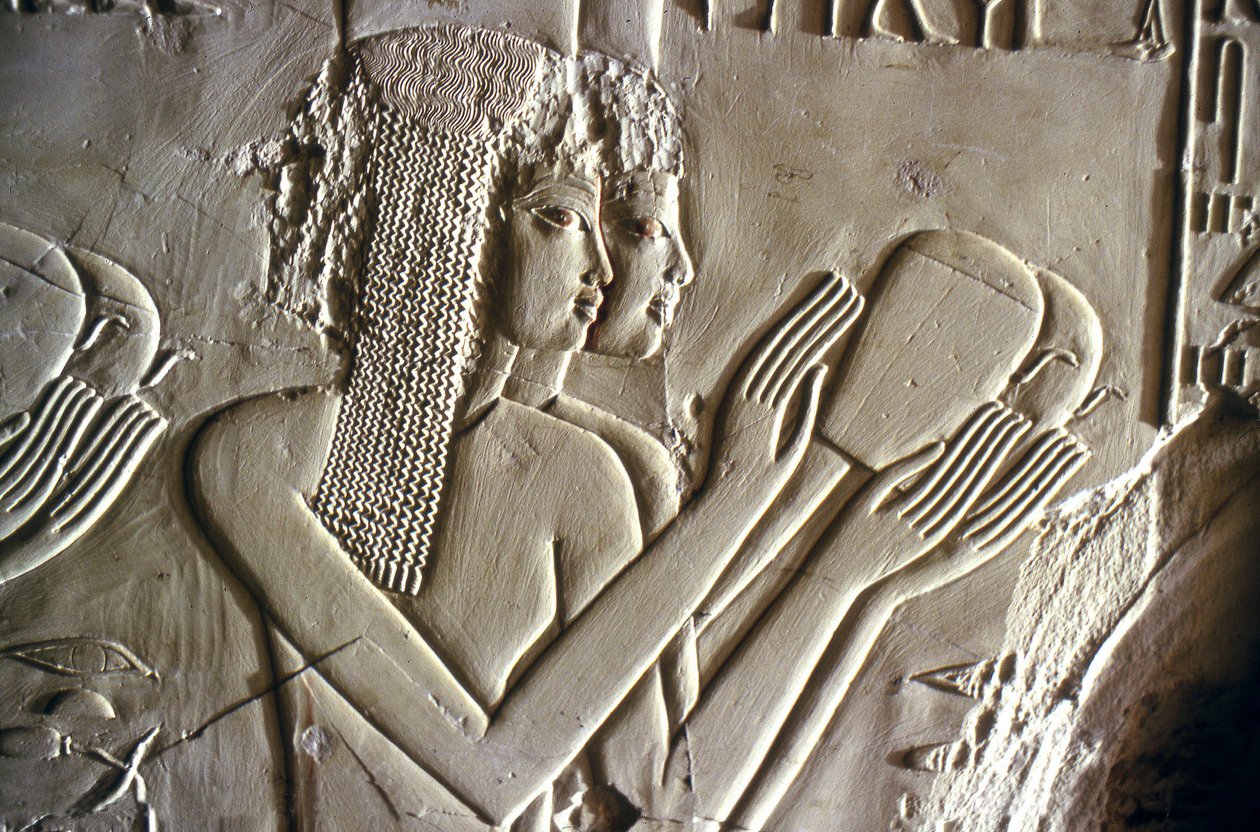 Egyptisk antikvitet: unge piger, der ofrer. Kheruefs grav (TT 192) (18. dynasti af Egyptian 18th Dynasty