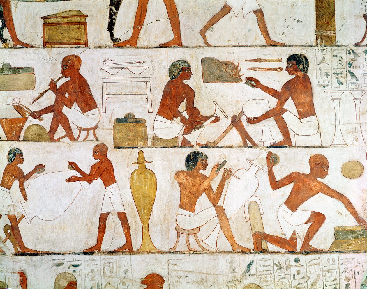 Gravering og polering af vaser i guld og sølv, fra Rekhmires grav af Egyptian 18th Dynasty