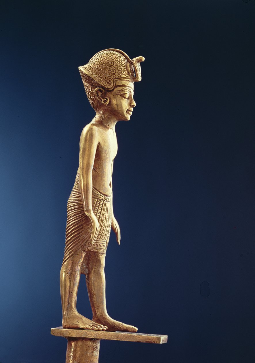 Figur af kongen fra en stav, fra Tutankhamons grav, Nyt Kongerige (guld) af Egyptian 18th Dynasty