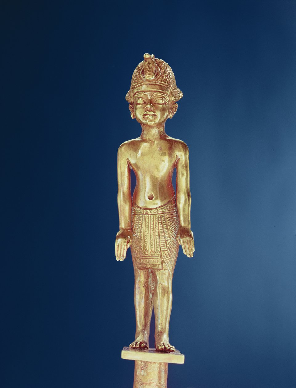 Figur af kongen, fra Tutankhamons grav (ca. 1370-1352 f.Kr.) Nyt Rige (guld) af Egyptian 18th Dynasty