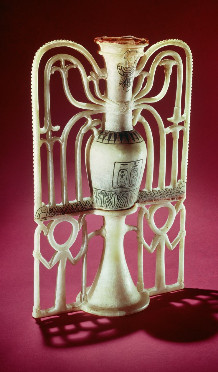 Blomsterkrukke, fra Tutankhamons grav (ca. 1370-1352 f.Kr.) New Kingdom (alabaster) (se også 59230) af Egyptian 18th Dynasty