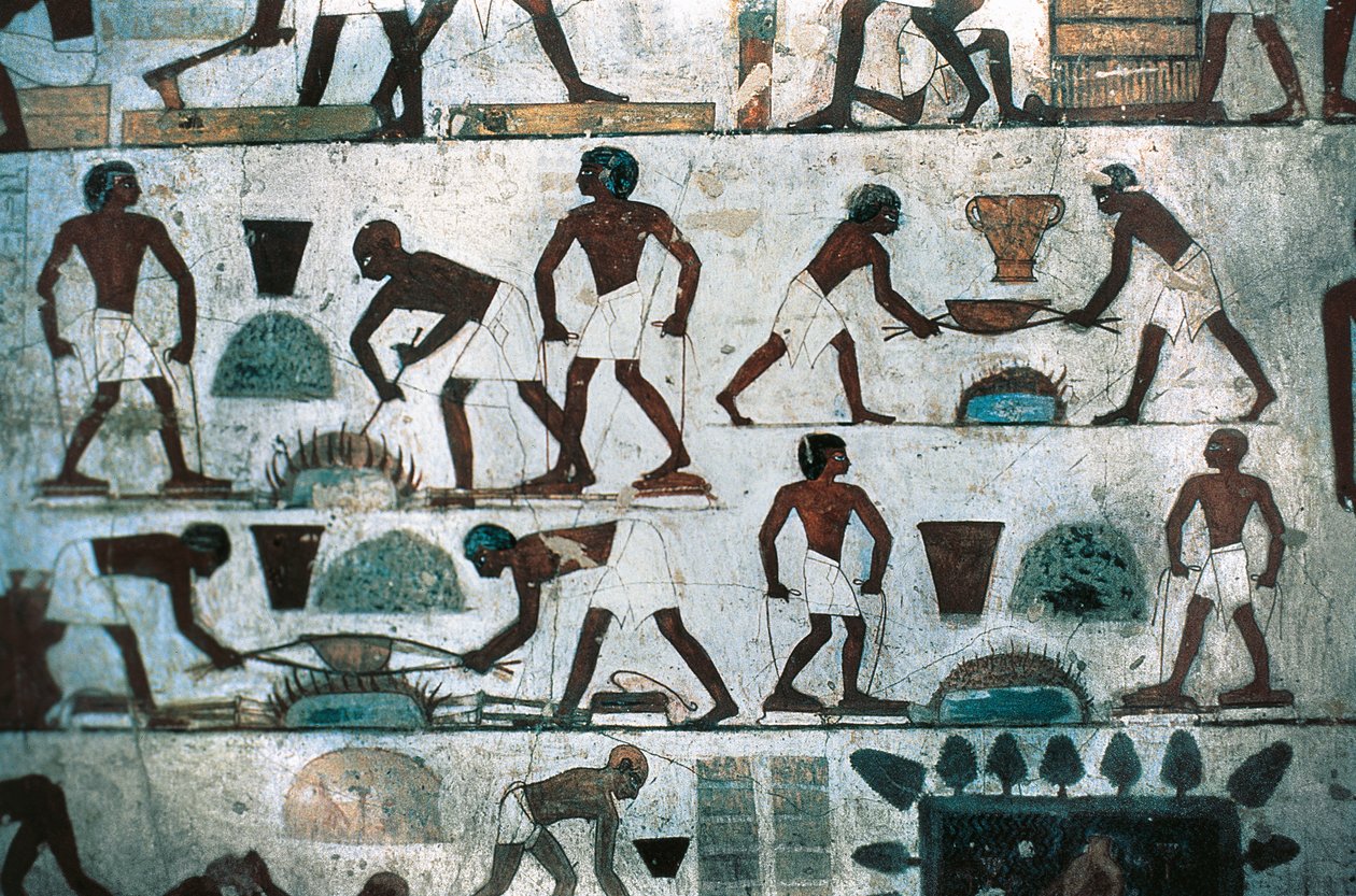 Støberidrift, South Wall of the Tomb of Rekhmire, New Kingdom (vægmaleri) af Egyptian 18th Dynasty