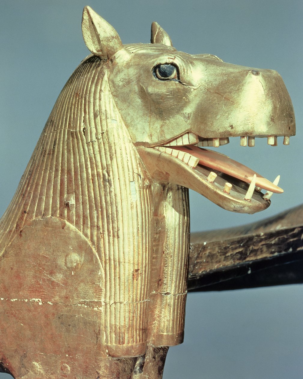 Begravelsessengehoved i form af gudinden Tueris, fra Tutankhamons grav (ca. 1370-52 f.Kr.) New Kingdom (forgyldt træ) af Egyptian 18th Dynasty