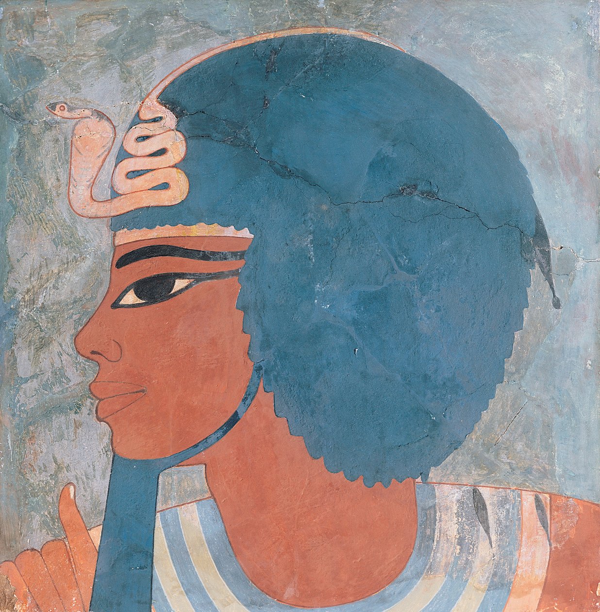 Hoved af Amenophis III fra Onsou grav, 18. dynasti, 1550-1295 f.Kr. (vægmaleri) af Egyptian 18th Dynasty