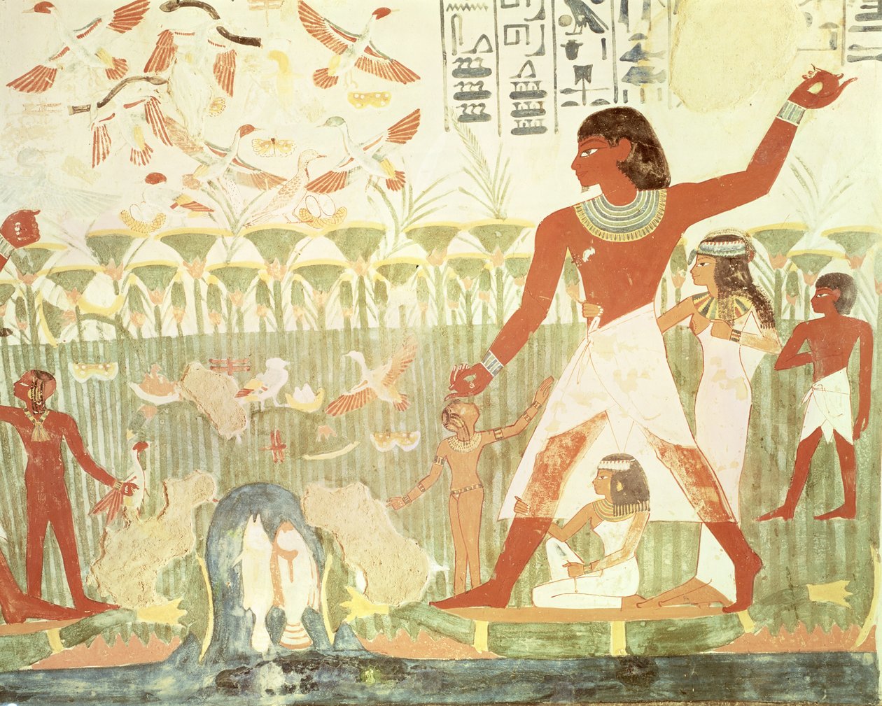Jagt og fiskeri, fra Nakhts grav, New Kingdom (vægmaleri) af Egyptian 18th Dynasty