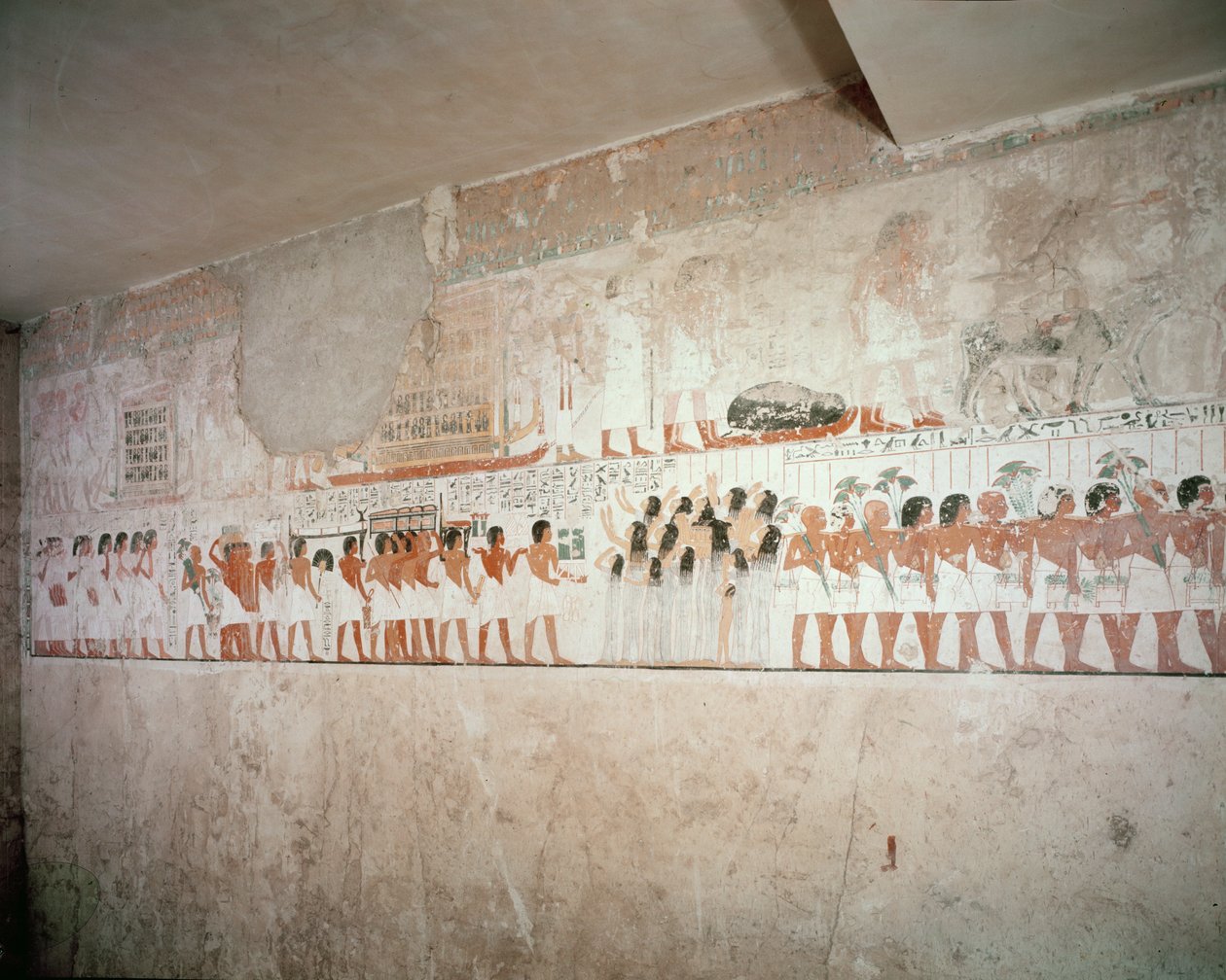 Interiør af Ramoses grav, New Kingdom, ca. 1360 f.Kr. (vægmaleri) af Egyptian 18th Dynasty