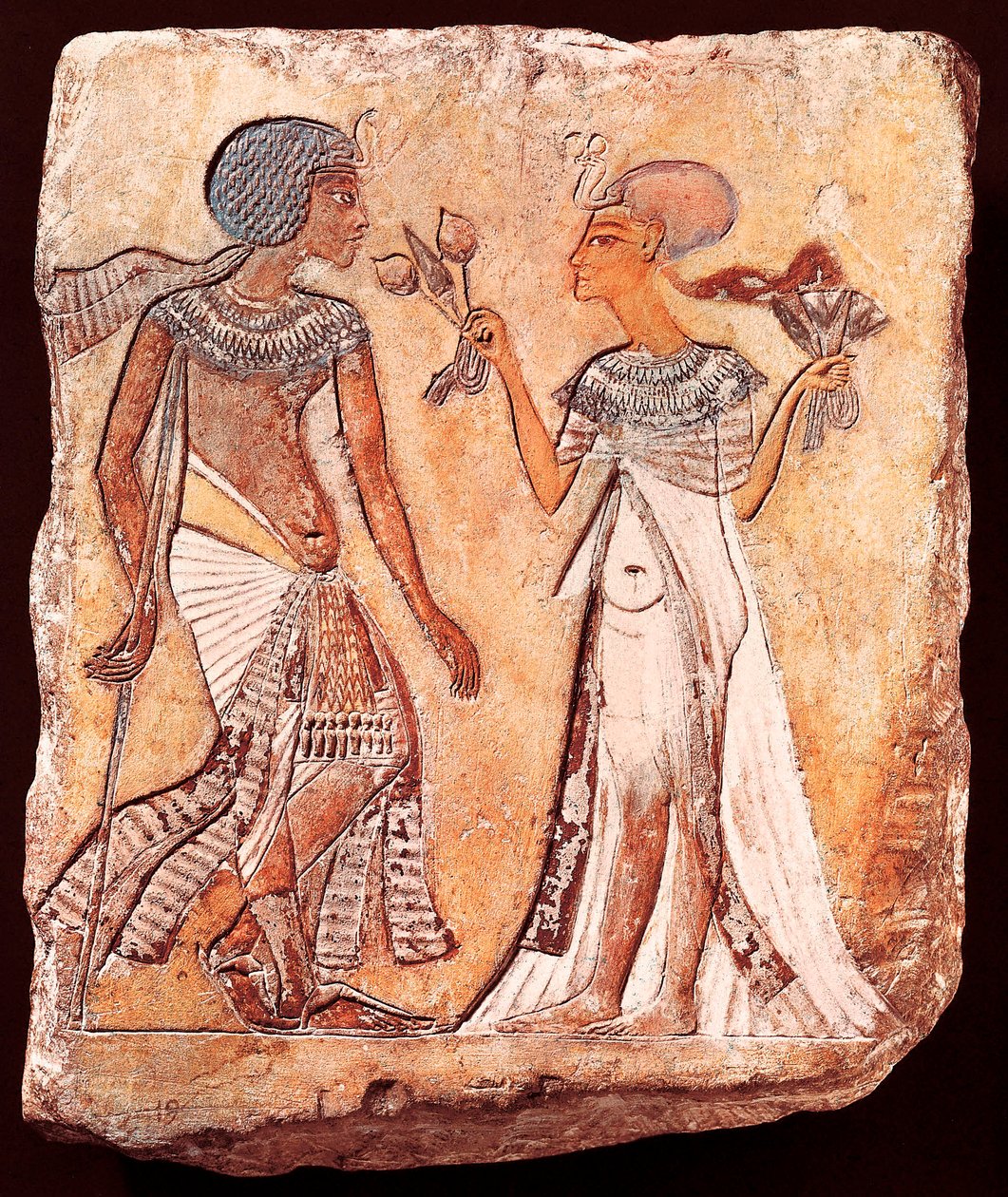 Kong Smenkhkare og hans kone Meritaton af Egyptian 18th Dynasty