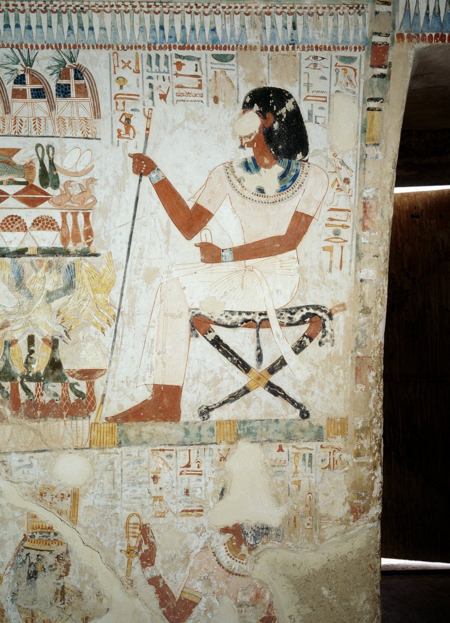 Menna fører tilsyn med sine arbejdere på marker, detaljer fra fresker i forhallen af Mennas grav, Sheikh Abd el Qurnah Necropolis, Luxor, Theben (Unescos verdensarvsliste af Egyptian 18th Dynasty
