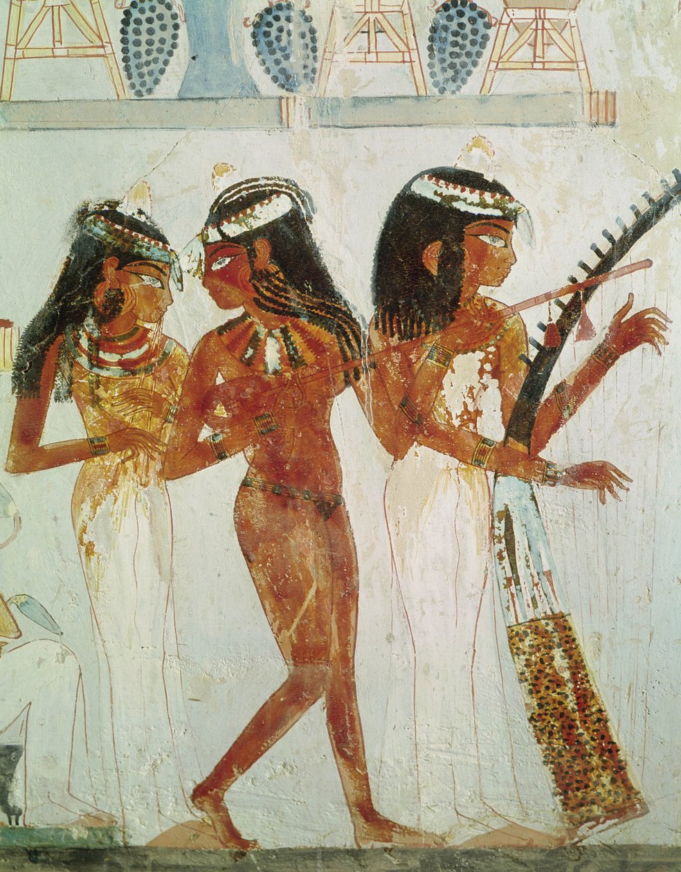 Musikere og en danser, fra Nakhts grav, New Kingdom (vægmaleri) af Egyptian 18th Dynasty