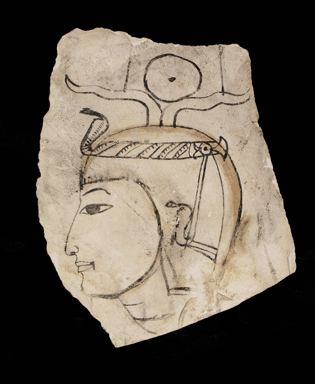 Ostrakon med portræt af farao Amenhotep I, æret beskytter af håndværkerne i Deir el Medina ... af Egyptian 18th Dynasty