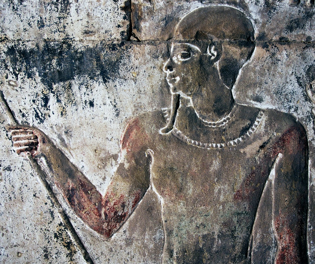 Bemalet relief, Hatshepsuts gravtempel, Deir el-Bahri, Luxor, Theben (Unescos verdensarvsliste) af Egyptian 18th Dynasty
