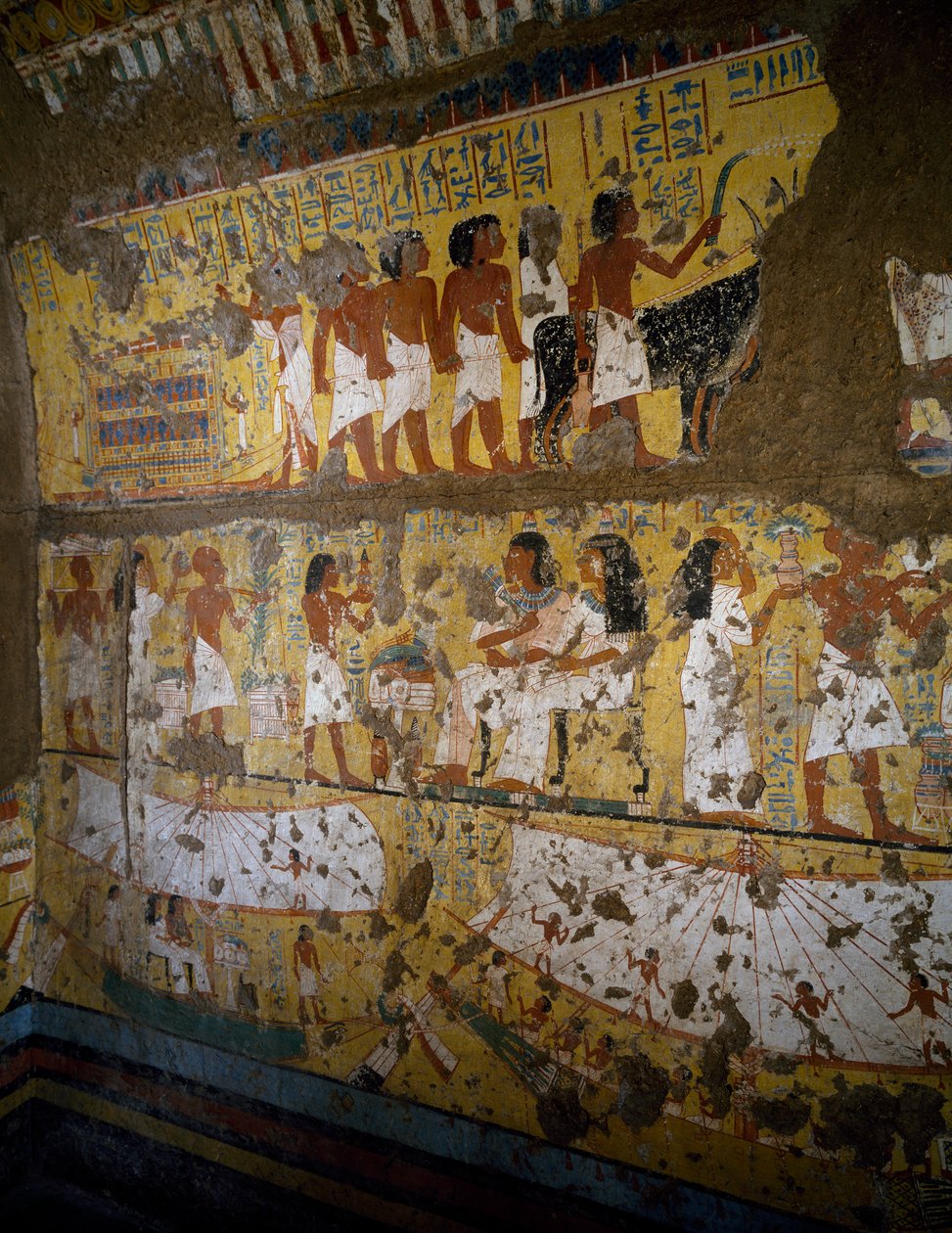 Rekonstruktion af Maias kapel, Deir el-Medina, ler og bemalet stuk, Egyptisk civilisation, Det Nye Rige, XVIII. dynasti af Egyptian 18th Dynasty