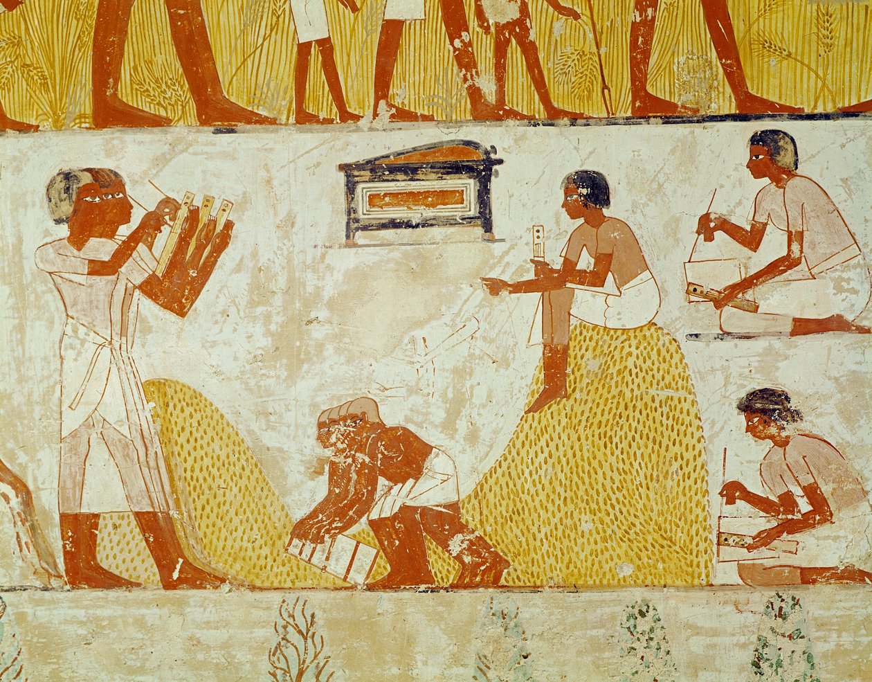 Optagelse af høsten fra Mennas grav (vægmaleri) af Egyptian 18th Dynasty