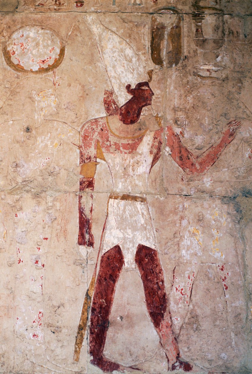 Relief af Thutmose III med krone fra Nedre Egypten, dronning Hatshepsuts gravtempel, Deir el-Bahri, thebansk nekropol (UNESCO