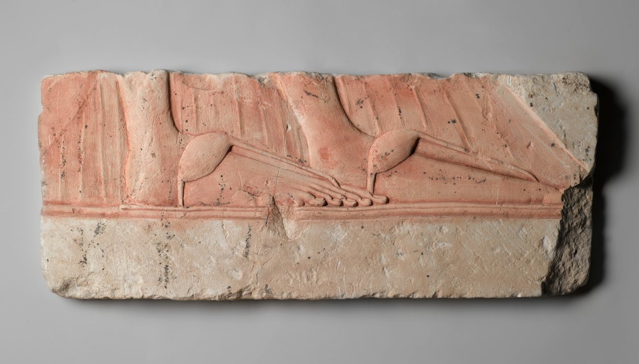 Relief, der forestiller kongelige kvinders sandaler, fra Tell el-Amarna, New Kingdom, ca. 1353-1332 f.Kr. (kalksten) af Egyptian 18th Dynasty