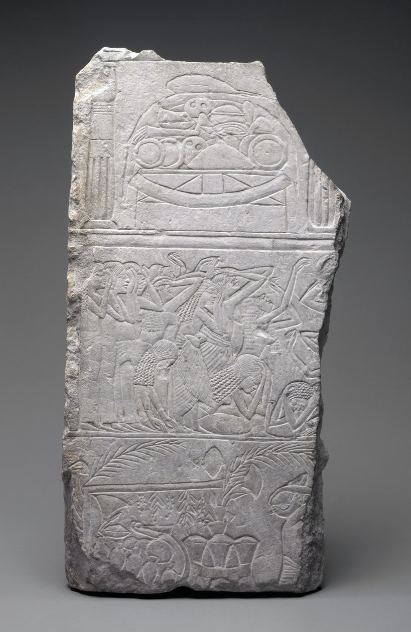 Relief af sørgende og begravelsesmad, Det Nye Rige, ca.1340 f.Kr. (kalksten) af Egyptian 18th Dynasty