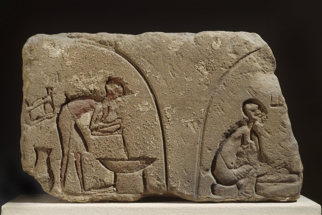 Sandstensrelief ved tilberedning af et måltid (sandsten) af Egyptian 18th Dynasty