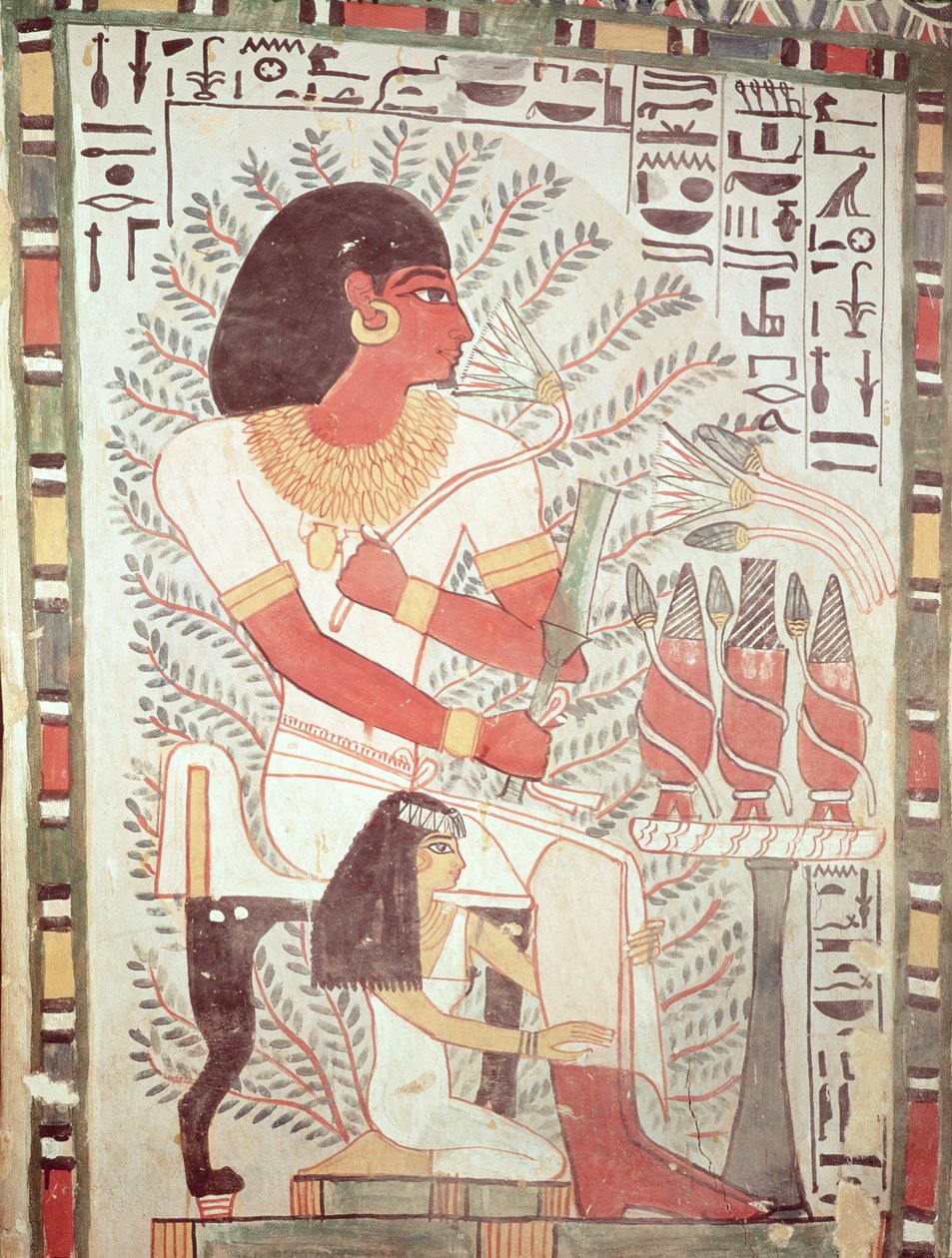 Sennefer siddende med sin kone, Meryt, fra Sennefers grav, New Kingdom (vægmaleri) af Egyptian 18th Dynasty