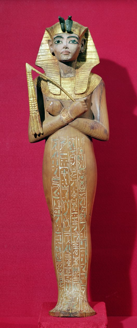 Shabti-figur af kongen fra Tutankhamons grav (ca. 1370-1352 f.Kr.) New Kingdom (malet træ) af Egyptian 18th Dynasty