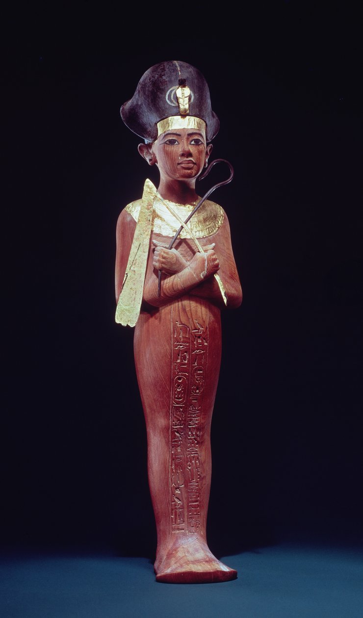 Shabti-figur af kongen fra Tutankhamons grav (ca. 1370-1352 f.Kr.) New Kingdom (forgyldt træ) af Egyptian 18th Dynasty