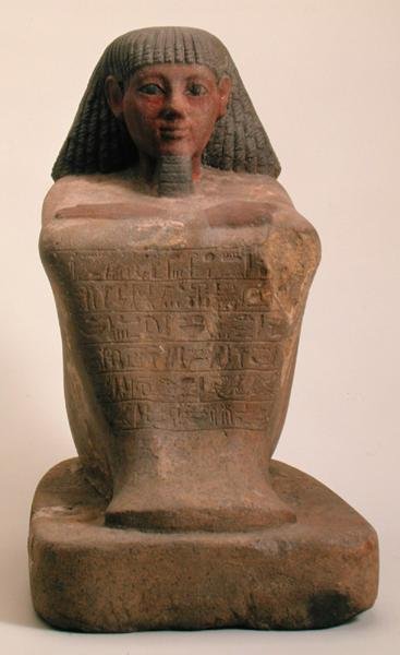 Statue af den skriftlærde Maaniamen, midten af det 15. århundrede f.Kr., New Kingdom (kalksten) af Egyptian 18th Dynasty