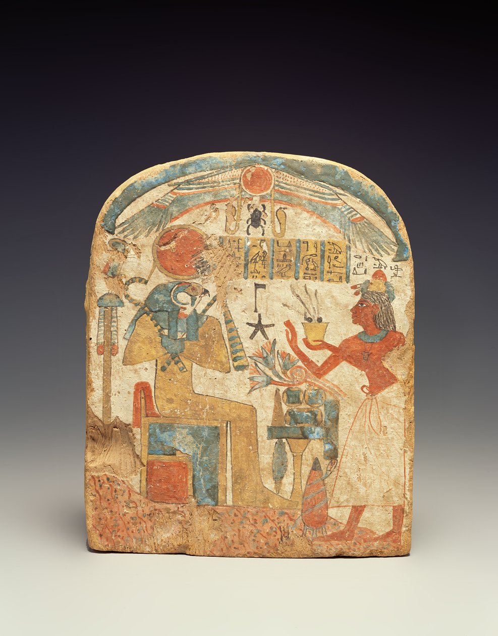 Stelae, der forestiller den afdøde før Horus, fra Luxor, New Kingdom (malet træ) af Egyptian 18th Dynasty