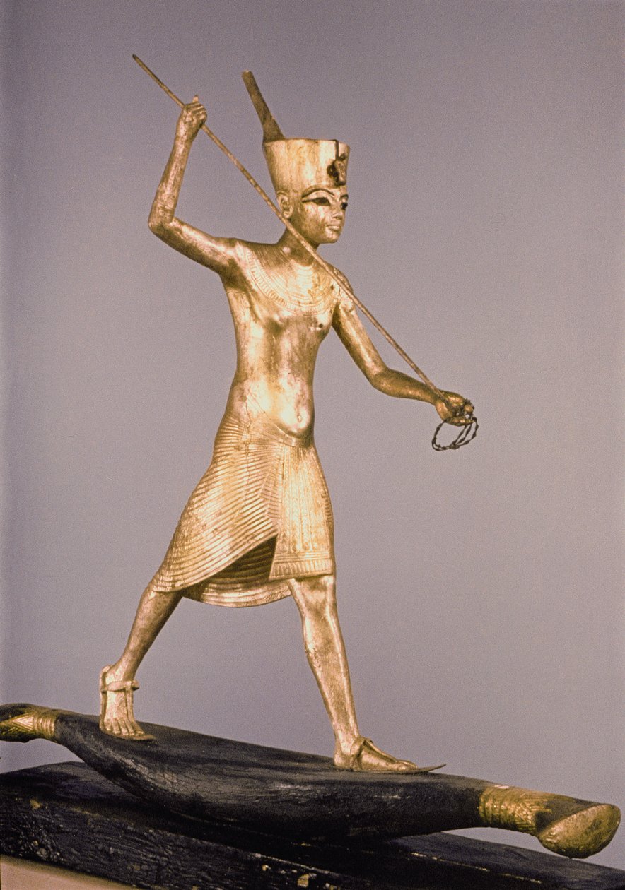 Harpuneren, fra Tutankhamons grav (ca. 1370-1352 f.Kr.) New Kingdom (bronze og forgyldt træ) af Egyptian 18th Dynasty