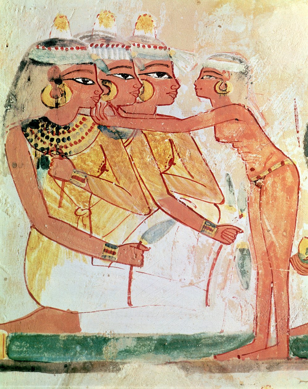 Kvindetoilettet, fra Nakhts grav, New Kingdom, ca. 1400 f.Kr. (vægmaleri) af Egyptian 18th Dynasty