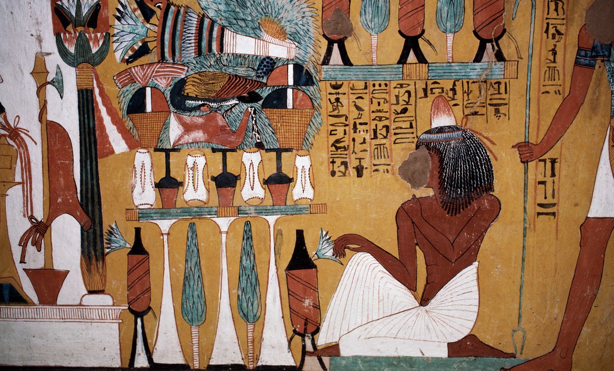 Vægmaleri, Sennedjems grav, Kongernes Dal, Luxor, Theben (UNESCOs verdensarvsliste) af Egyptian 18th Dynasty