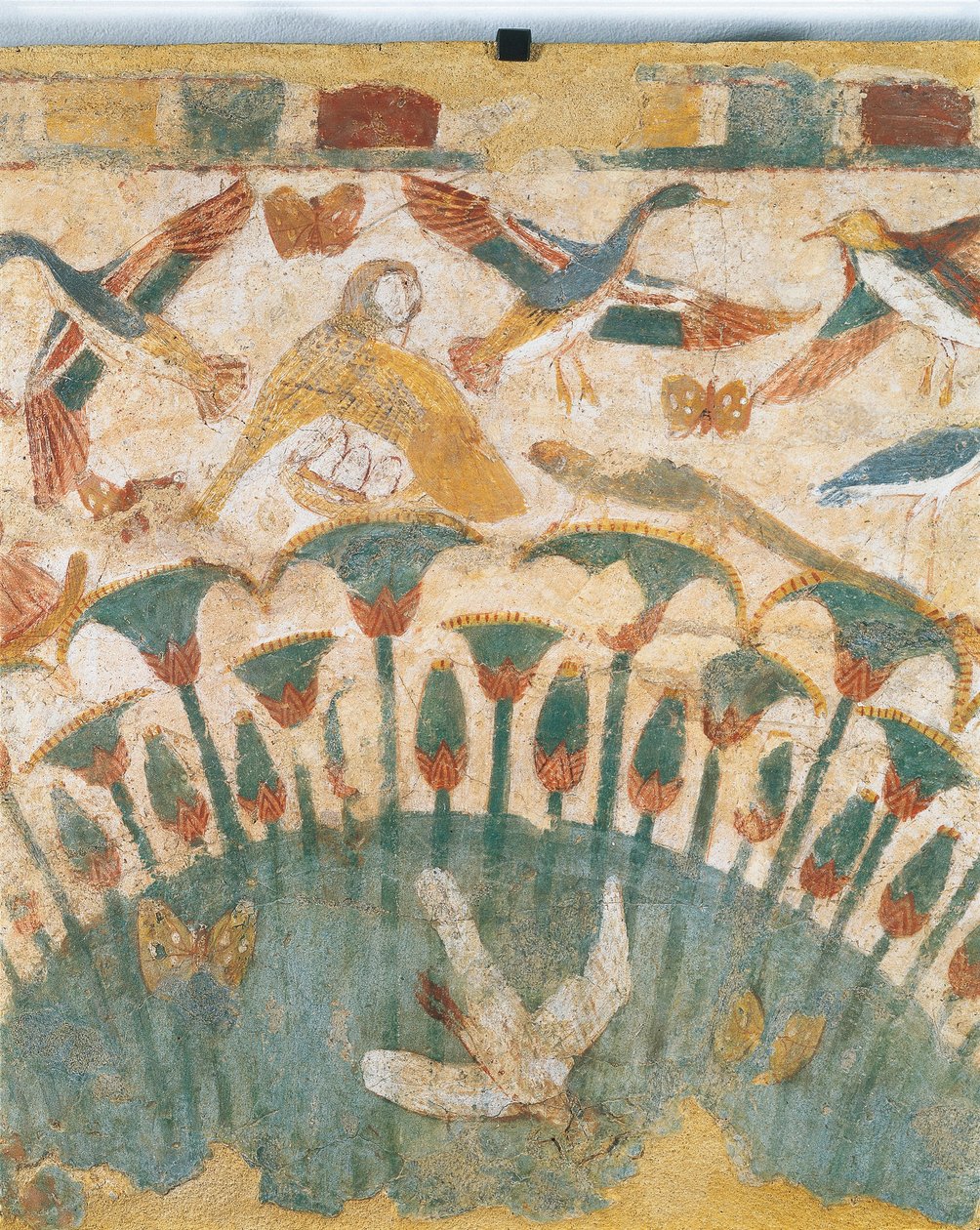 Vægmaleri, der viser flora og fauna i sumpområder langs Nilen, fra Neferheteps grav, detalje af Egyptian 18th Dynasty