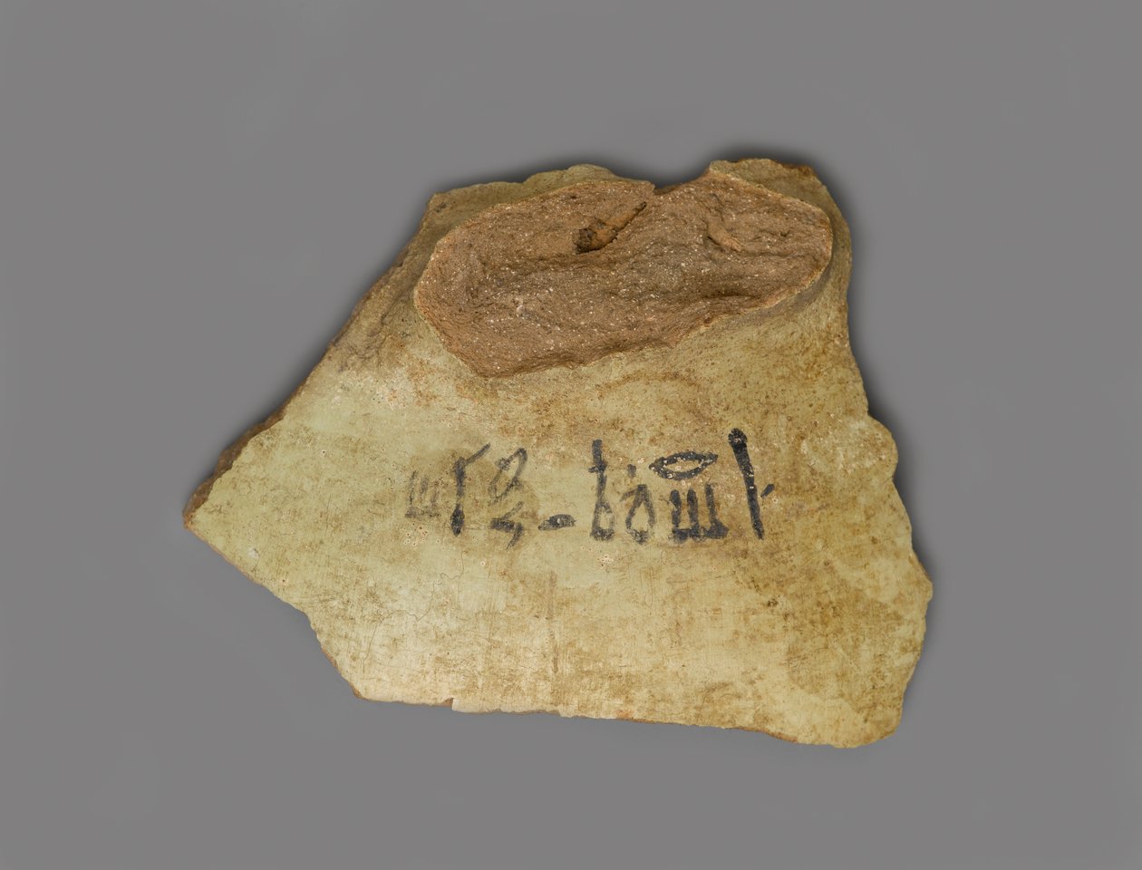 Vinmærke, fundet i Palace of Amenhotep III, Theben, New Kingdom (terracotta med pigment) af Egyptian 18th Dynasty