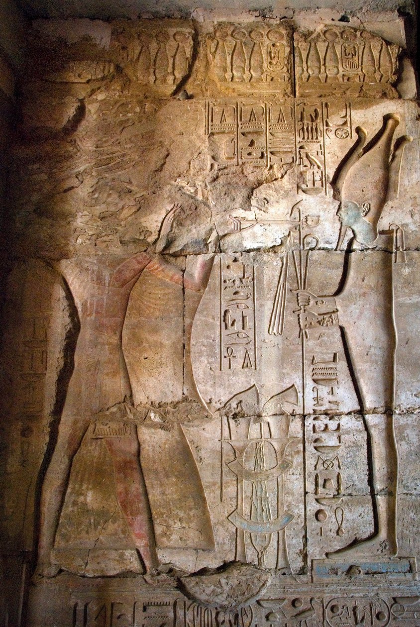 Gammel egyptisk kunst: Lavt relief af portikken til Seti I-templet (Stay eller Seti I af Egyptian 19th Dynasty