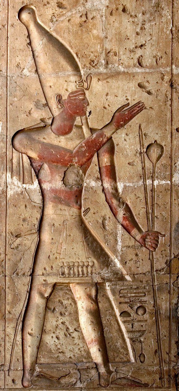 Gammel egyptisk kunst: Lavt relief på en søjle i templet Seti I (Stay eller Seti I af Egyptian 19th Dynasty