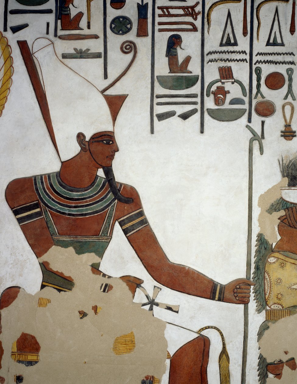 Atun, detaljer fra kalkmalerierne i det andet kammer i Nefertaris grav, Valley of Queens, Luxor, Theben (Unescos verdensarvsliste af Egyptian 19th Dynasty